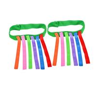 FRCOLOR 2 Educativo Pull Tails per Accessori Colorati con Cinturino Verde e Code da Esterno per Sviluppo Coordinazione Occhio-mano e Abilità Sociali in Asilo