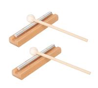 FRCOLOR 2 Impostati Campane Mano per Meditazione in Metallo e Legno Strumento Percussione per Yoga Esercizi di Mindfulness e Aula Suono Chiaro e Durevole per Adulti