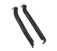 FRCOLOR 2 orecchini pendenti lunghi a tre file con strass e nappe, neri. | Orecchini scintillanti, perfetti per la cerimonia di laurea, per un outfit da discoteca o come accessorio di tendenza per