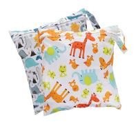 FRCOLOR 2 pezzi Borsa per Pannolini con Zip Porta Pannolini e Prodotti Igienici Leggera e Portatile per Viaggi e Cambi Bebè Design Cartone Animato Giraffa e Rettile Preistorico