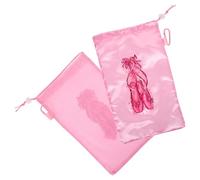 FRCOLOR 2 Pezzi Borsa Porta Scarpette da Ballo in Raso e Tessuto a Rete Rosa Coulisse, Resistente All'umidità e Facile da Trasportare, per Lezioni di Danza e Viaggi