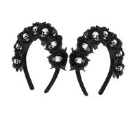 FRCOLOR 2 pezzi Cerchietto Halloween con Teschio e Fascia Leggera e Confortevole per e Ragazze Accessorio Costume Day Of The Dead e Cosplay