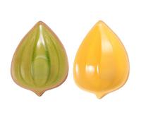 FRCOLOR 2 pezzi Ciotoline in Ceramica per Oli Essenziali e Salse Vassoio Decorativo Resistente e Leggero Adatto per Aromaterapia e Uso Quotidiano Design Elegante Verde e Giallo