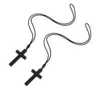 FRCOLOR 2 Pezzi Collana Ciondolo Croce in Legno, Collana Religiosa da Preghiera Unisex, Leggera e Liscia sulla Pelle, per Preghiere Quotidiane e Regalo di Natale