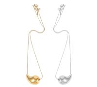 FRCOLOR 2 pezzi Collana Donna Set Pendente Goccia d'Acqua Lucida in Acciaio Resistente Design Teardrop Moderno Elegante Semplice e Duraturo per Look Raffinato