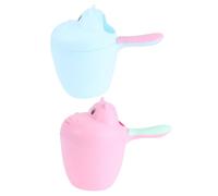 FRCOLOR 2 pezzi Cucchiaio per Bagno Ragazzo Ragazza in Vaschetta Doccia Cartoon con Getto d Acqua Liscio Manico Ergonomico per Shampoo e Lavaggio Capelli Colori Rosso e Blu