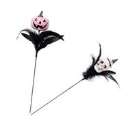FRCOLOR 2 Pezzi Decorazione di Halloween Teschio Finto in Schiuma e Piume, Leggero e Riutilizzabile, Rami Decorativi Gotici per Festa a Tema Casa Infestata
