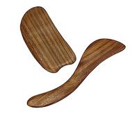 FRCOLOR 2 Pezzi Di Tavola Gua Sha in Legno Di Sandalo Naturale Strumento Per Raschiare Il Massaggio Del Viso E Del Collo 2 Forme.