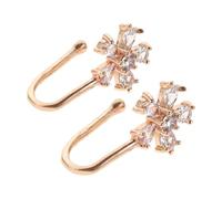 FRCOLOR 2 Pezzi Fake Nose Cuff in Rame con Zirconi Non Piercing Dorati per e Ragazze Accessori per Halloween Feste e Quotidiano