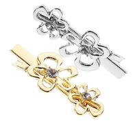 FRCOLOR 2 Pezzi Fermagli Per in Metallo Per Donna Mollette Per Fascia Per Bigodini Clip Porta Coda Di Cavallo Alto Pin Per Affrettato Scoppi Bigodino Strass