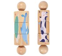 FRCOLOR 2 Pezzi giocattoli montessori per giocattoli per l'apprendimento precoce puzzle di legno Giocattolo per le competenze motorie blocchi di animali montessori