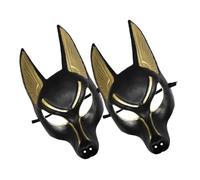 FRCOLOR 2 Pezzi Maschera Anubis Nera in Plastica Leggera Design Unico e Vestibilità Regolabile per Feste a Tema e Cosplay di Halloween