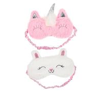 FRCOLOR 2 Pezzi Maschera Notte Peluche con Design Carino Copriocchi per Dormire e Unicorno per Donne