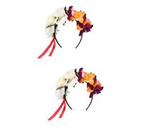 FRCOLOR 2 Pezzi Orchidea Fascia Corone Per Le Donne Gotico Decorazioni Per Feste Fascia Floreale Per Costume Rosa Tiara Ghirlanda Damigella D'Onore Poliestere Beige