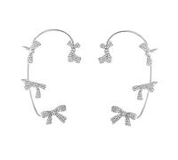 FRCOLOR 2 Pezzi Orecchini a Fiocco Farfalla Orecchio Cuffia Auricolare Ornamenti Per Le Orecchie Avvolgere Gli Orecchini Bracciale Non Piercing Orero Di Cuffia Per Ganci Argento Strass