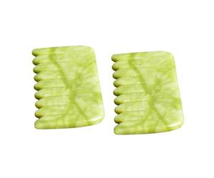 FRCOLOR 2 Pezzi Pettine per Massaggio in Pietra Naturale da Pettini per Massaggiatori del Capelluto per Rilassare e Combattere la Stanchezza Verde