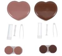 FRCOLOR 2 Pezzi Porta Lenti Contatto a Cuore Portatile in PP con Coperchio | Doppio Scomparto con Chiusura Sicura, Formato Sottile per Spostamenti Quotidiani e Tavolo in Dormitorio