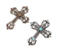 FRCOLOR 2 Pezzi Spilla Accessorio Crocifisso Spilla Religiosa Signora Festa Santa Croce Spilla Croce Spilla Da Risvolto Per Comunione Vestiti Costume Strass Croce Spilla Mistica Moda Lega