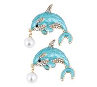 FRCOLOR 2 Pezzi Spilla perla delfina fermagli per maglione Clip di scialle adorabile spilla delfino gioielli di delfini spille in lega spilla animale spilla da donna plastica Sky-blue