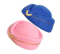 FRCOLOR 2 Pezzi Stewardess Leggero e Cappello Air Hostess per Uniformi Feste e Recite Rosa e Blu