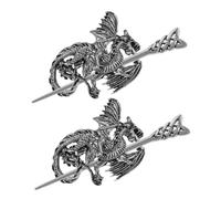 FRCOLOR 2 Pezzi Tornante forcine per spessi accessori per rave gioielli drago fermaglio per forcina cinese tradizionale bacchette per lega Silver