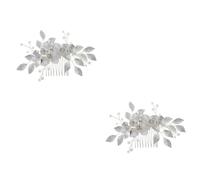 FRCOLOR 2 Pz Pettine fatto a mano fiore matrimonio Mori hair pin hair bow pettine da sposa per per il matrimonio forcine sposa per della lega