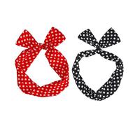 FRCOLOR 2 pz Polka Dot Head Wrap per le donne Retrò Bandana Fascia Boho Bow Fasce Croce Elastico Dot Hairband Accessori Capelli