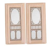FRCOLOR 2 Scale Dollhouse Accessories Realistic Double Door Decor For Diy Furniture Easy Installation Modern Styles