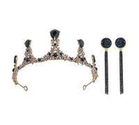 FRCOLOR 2 Set barocca fasce per la testa copricapo da damigella d'onore fasce nere per le donne corone principesse coroncine principesse fascia da sposa copricapo da sposa lega