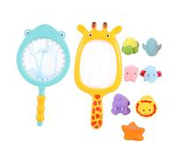 FRCOLOR 2 set Giocattoli Bagno Animali Galleggianti con Spruzzo Acqua e Rete Pesca Gioco Sensoriale per Sviluppare Coordinazione e Motricità Vasca e Piscina