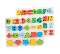 FRCOLOR 2 Set Puzzle in Legno Montessori con Lettere Numeri e per Gioco Educativo Abbinamento Alfabeto e Numeri per Sviluppo Cognitivo e Coordinazione Occhio Mano Adatto da