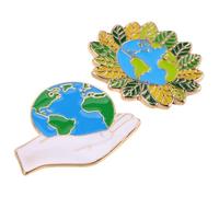 FRCOLOR 2 Spille in Metallo a Tema Terra Spilla Educativa da Bavero, Accessorio per Abbigliamento e Zaini, Regalo Didattico la Giornata della Terra