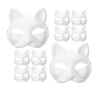 FRCOLOR 24 Pezzi Maschera Maschera Fai da Te di Carta Bianca a Forma di Gatto per Cosplay e Mascherata per Feste di Vacanza e Sfilate di Moda