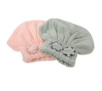 FRCOLOR 2pezzi Asciugacapelli Microfibra Cappelli Asciuganti Assorbenti Per Donna Teli Da Bagno Colorati Per Asciugare e Accessori Per La Dei