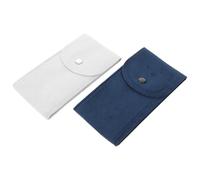 FRCOLOR 2pezzi Borsa da Viaggio per Orologio da Uomo in Lanugine Morbida Organizer Sottile con Chiusura Scatto Custodia per Trasporto Viaggi Lavoro Vacanze in Grigio e Blu