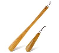 FRCOLOR 2pezzi Calzascarpe in Legno Per Anziani e Adulti Manico Corto Aiutante Portatile Per Scarpe Facili Da Indossare