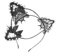 FRCOLOR 2pezzi Cerchietto Orecchie Di Gatto in Pizzo Accessori Per Capelli Da Donna Per Halloween e Cosplay