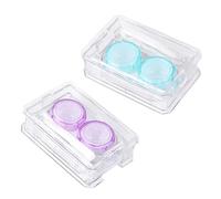 FRCOLOR 2pezzi Custodie Per Lenti Colorate e Pratiche Contenitore Per Lenti Con Accessori Di Pulizia Blu e Design Compatto e Portatile Per Viaggi e Uso Quotidiano