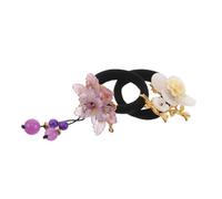 FRCOLOR 2pezzi Elastici Per Capelli in Stile Cinese Spessi Fiori Morbidi Per Donne Capelli Pesanti Colorati e Bianco Accessori Assortiti Per Outfit