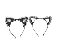 FRCOLOR 2pezzi Fascia Per Capelli in Pizzo Orecchie Da Gatto Decorazione Per Testa Femminile Adatta Per Feste in Maschera e Carnevale