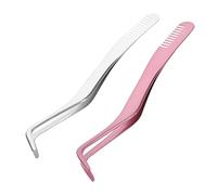 FRCOLOR 2pezzi Pinzette Per Ciglia in Acciaio Resistenti Pettine Separatore Ciglia Applicatore Professionale Strumento Trucco