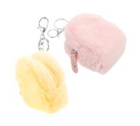FRCOLOR 2pezzi Portamonete in Peluche Mini Carino Con Portachiavi Per Ragazze e Donne Borsa Di Peluche Con Tasca Per Monete e Piccoli Oggetti Essenziali