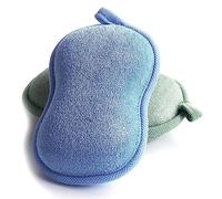 FRCOLOR 2pezzi Spugne Da Bagno Doppio Lato Per Ragazzo Ragazza Scrubber Esfoliante Morbido Per Pulizia Corpo Blu Verde