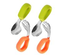 FRCOLOR 2sets Per Inossidabile Cucchiai e Forchette Design Colori Svezzamento e Apprendimento Alimentazione