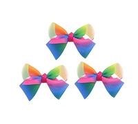 FRCOLOR 3 fermagli per capelli arcobaleno in metallo per ragazze grosgrain coccodrillo fermagli per capelli in metallo con bottoni automatici alla moda