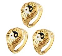 FRCOLOR 3 Pezzi Anello in acciaio Tai Titanio gioielli cinesi anelli di moda per anello cinese suona gli uomini anelli moda anello bagua da Acciaio al titanio D'oro