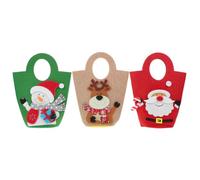 FRCOLOR 3 Pezzi Borsa Natalizia Riutilizzabile con Manici, Design Cartoni, | Tessuto e Feltro, Facile da Portare a Mano, per Regali e Acquisti, con Babbo Natale e Pupazzo di Neve