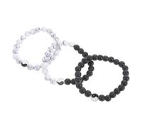 FRCOLOR 3 Pezzi Braccialetti naturali con sfere bianche e nere, braccialetti sportivi simbolo di per gioielli fortunati da uomo e donna, regalo amicizia e relazioni a distanza