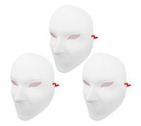 FRCOLOR 3 Pezzi Maschera in Pvc Bianca Non Verniciata per Feste di Halloween e Cosplay, Design Unico Fascia Elastica e Vestibilità Regolabile per Pittura Fai da Te
