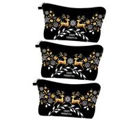 FRCOLOR 3 Pezzi Mini Elk Pattern Christmas Beauty Case Borsa Per Il Trucco Portatile Per Borsa Chiusura Con Cerniera Design